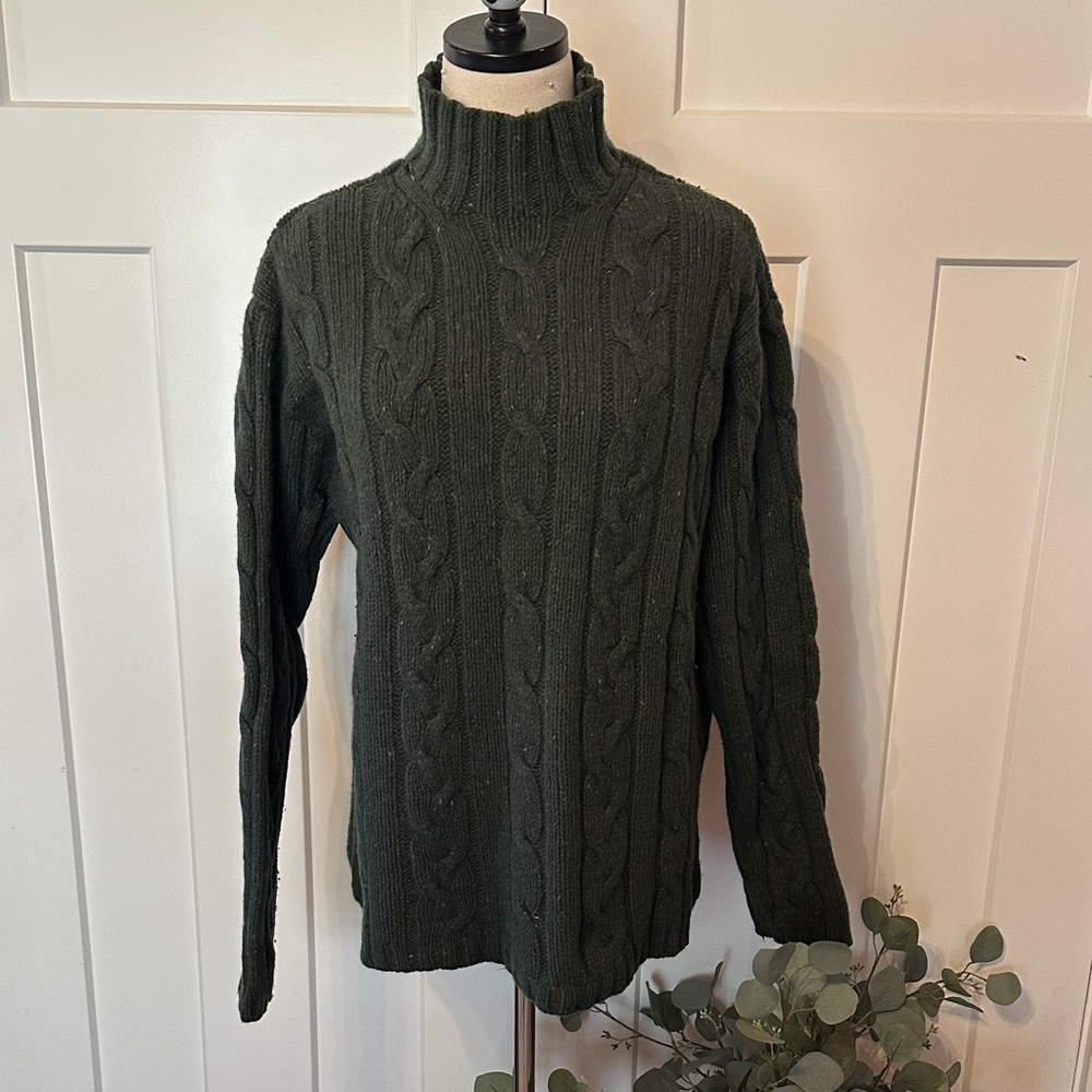 American Eagle Outfitters Donegal cable knit mock turtleneck XL Green Sweater